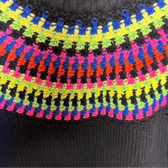 LRL LAUREN RALPH LAUREN Women's Black Full Zip Colorful Neon Yoke Cardigan Small - Picture 7 of 10